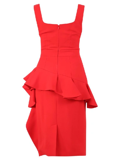 Shop Alexander Mcqueen Ruffled Peplum Dress In Red