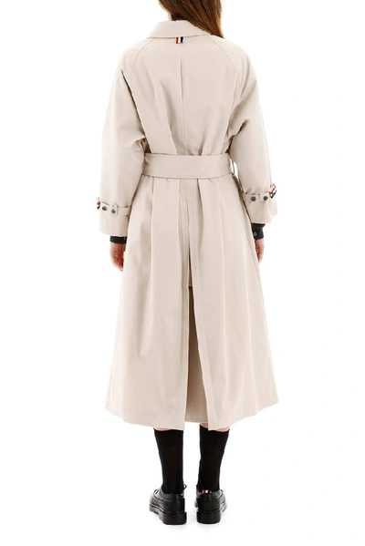 Shop Thom Browne Belted Trench Coat In Beige