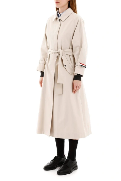 Shop Thom Browne Belted Trench Coat In Beige