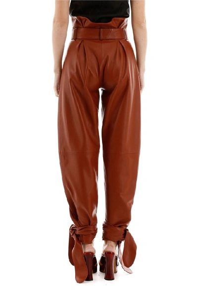 Shop Attico Belted Detail Panelled Pants In Brown