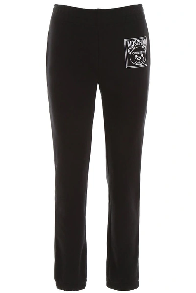 Shop Moschino Teddy Embroidered Sweatpants In Black