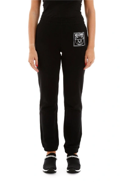 Shop Moschino Teddy Embroidered Sweatpants In Black
