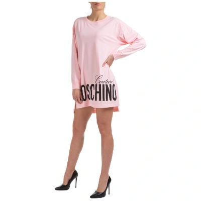 Shop Moschino Couture Logo Sweatshirt Dress In Pink