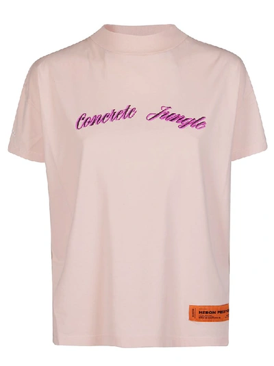 Shop Heron Preston Concrete Jungle Embroidered Mock Neck T In Pink