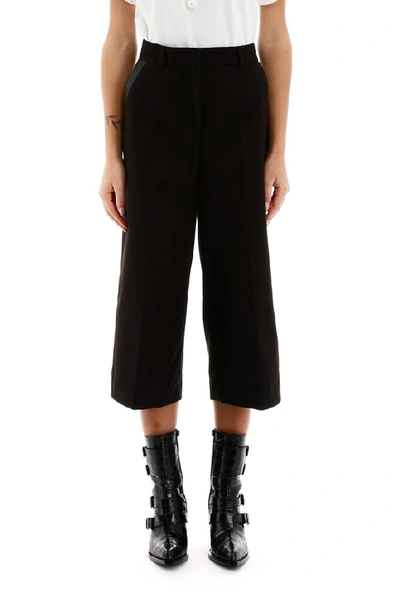 Shop Pinko Cropped Wide Leg Pants In Black