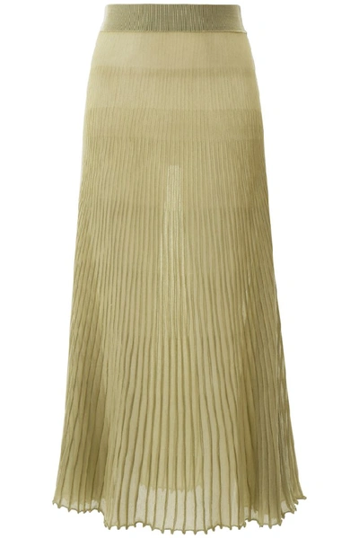 Shop Jacquemus Pleated Sheer Skirt In Green