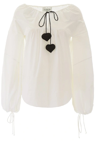 Shop Lanvin Drawstring Rouched Blouse In White