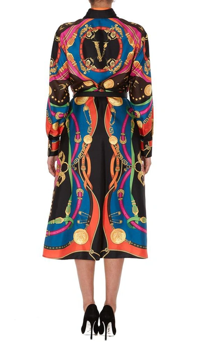 Shop Versace Printed Shirt Dress In Multi