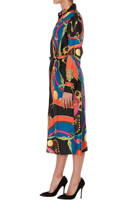 Shop Versace Printed Shirt Dress In Multi