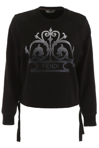 Shop Fendi Logo Sweatshirt In Black