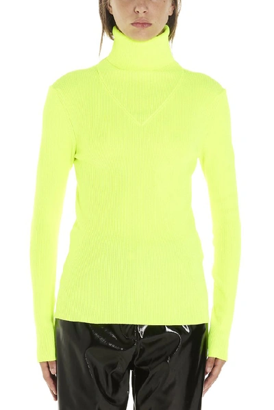 Shop Msgm High Neck Sweater In Yellow