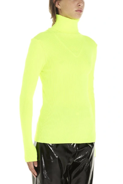 Shop Msgm High Neck Sweater In Yellow
