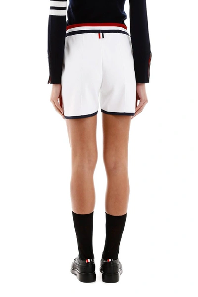 Shop Thom Browne Contrasting Trim Drawstring Shorts In White