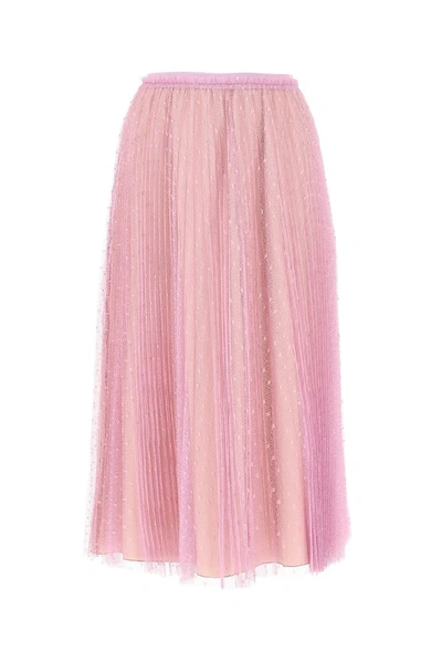 Shop Red Valentino Point D'esprit Pleated Skirt In P72