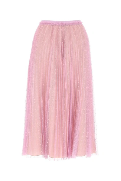 Shop Red Valentino Point D'esprit Pleated Skirt In P72