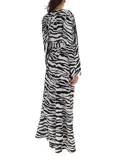 Shop Attico Zebra Printed Slit Dress In Multi