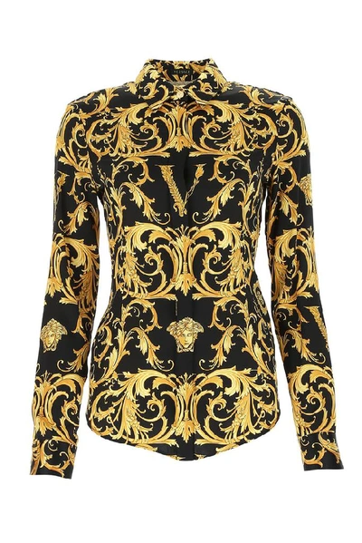 Shop Versace Baroque Print Shirt In Multi