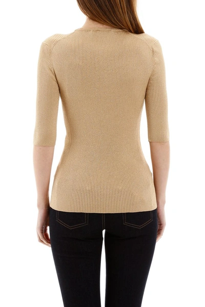 Shop Dolce & Gabbana Square Neck Knit Top In Gold
