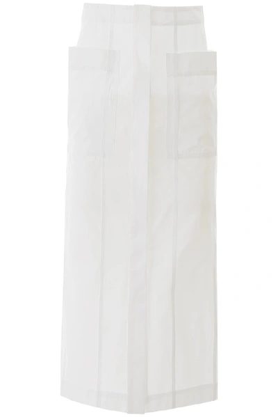 Shop Jacquemus Pocket Detail Midi Skirt In White