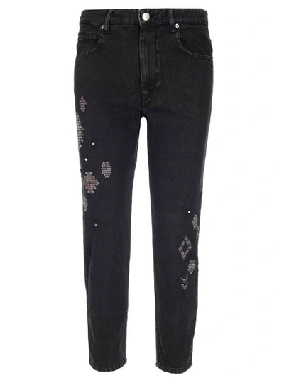 Shop Isabel Marant Étoile Embroidered Jeans In Black