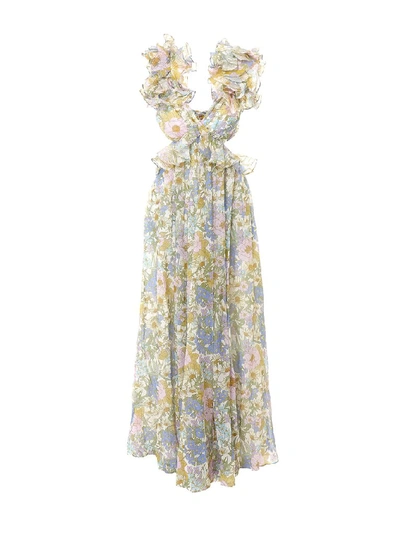 Shop Zimmermann Super Eight Floral Ruffled Maxi Dress In Multi