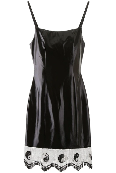 Shop Staud Yin Yang Beaded Trimmed Dress In Black