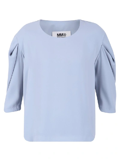 Shop Mm6 Maison Margiela Draped Sleeves Blouse In Blue