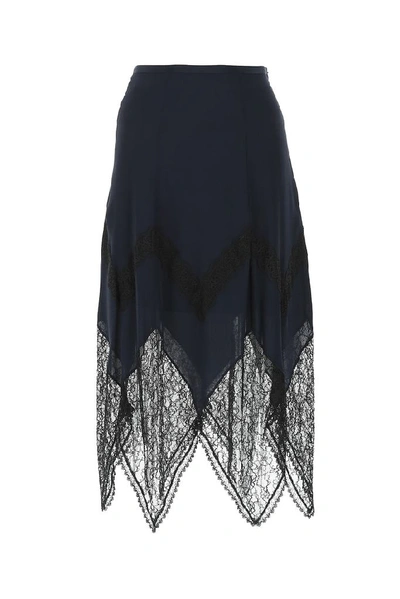 Shop See By Chloé Lace Detail Skirt In Navy