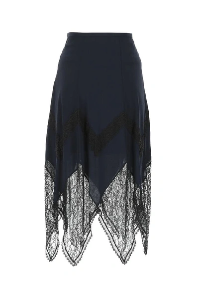 Shop See By Chloé Lace Detail Skirt In Navy