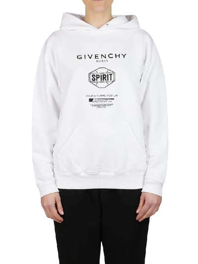 Shop Givenchy Logo Print Hoodie In White