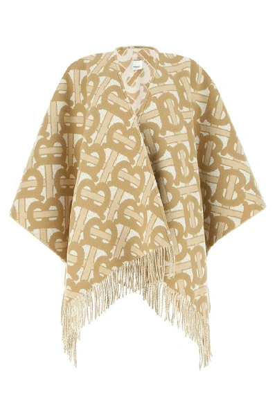 Shop Burberry Monogram Jacquard Cape In Beige