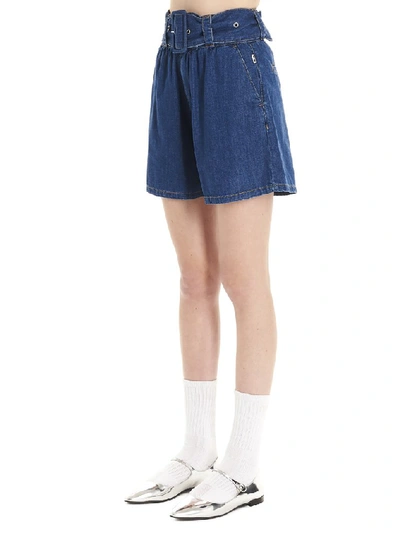 Shop Msgm Denim Shorts In Blue