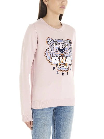 Shop Kenzo Tiger Logo Sweatshirt In Pink