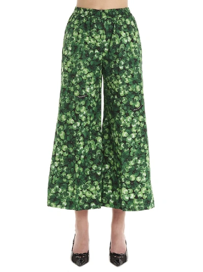 Shop Dolce & Gabbana Printed Wide Leg Pants In Green