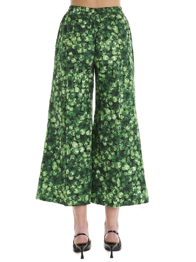 Shop Dolce & Gabbana Printed Wide Leg Pants In Green