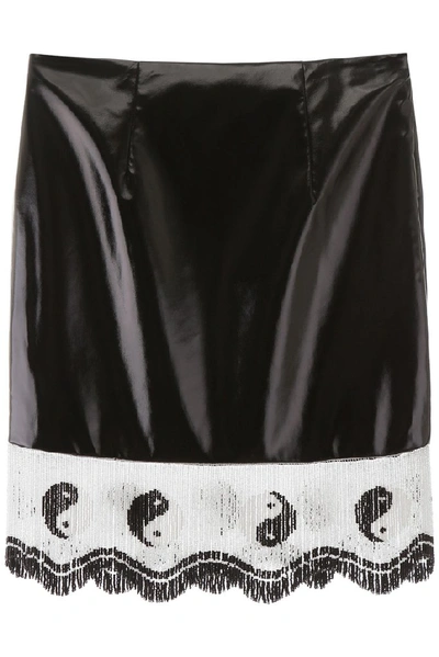 Shop Staud Beaded Ying Yang Trim Detail Ian Skirt In Black