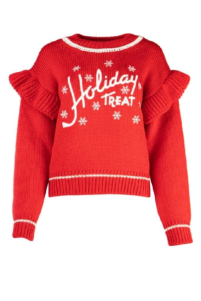 Shop Philosophy Di Lorenzo Serafini Ruffle Trim Slogan Sweater In Red