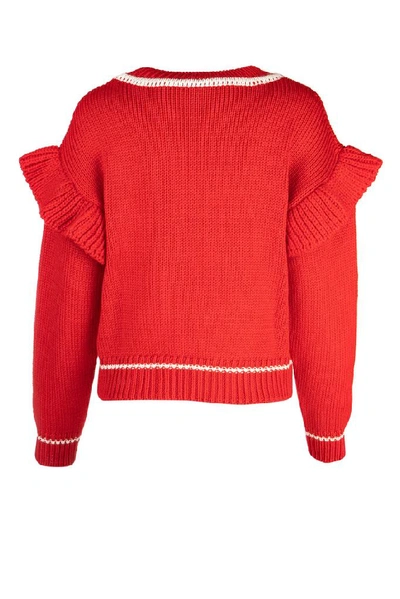 Shop Philosophy Di Lorenzo Serafini Ruffle Trim Slogan Sweater In Red