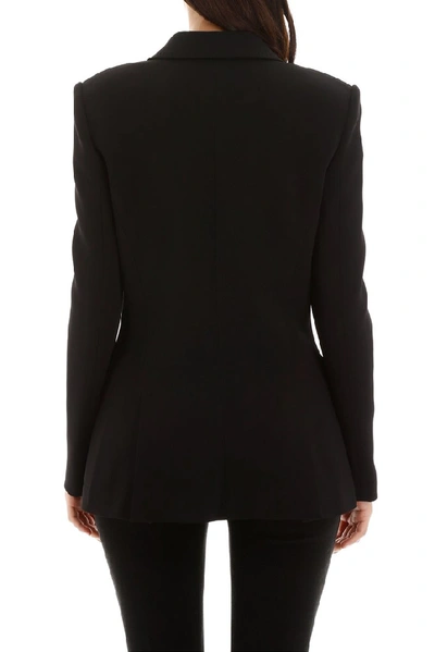 Shop Moschino Dollar Motif Button Double Breasted Blazer In Black