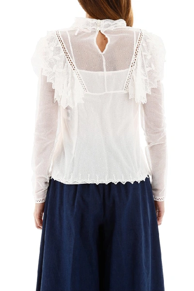 Shop See By Chloé Lace Insert Mesh Blouse In White
