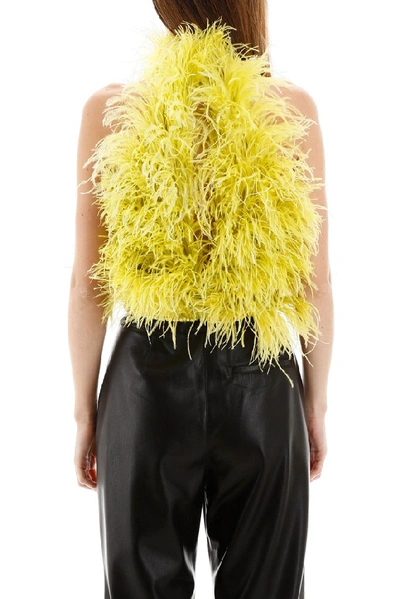 Shop Attico Feathers Crop Top In Yellow