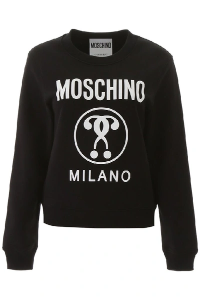 Shop Moschino Milano Logo Print Sweatshirt In Black