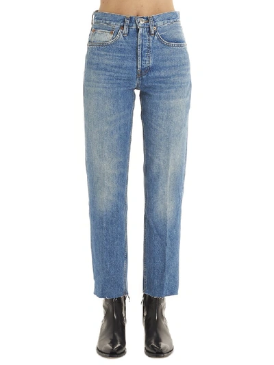 Shop Re/done Cropped Jeans In Blue