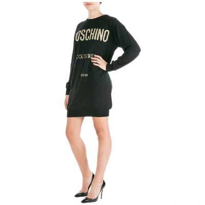 Shop Moschino Couture Print Sweatshirt Dress In Black