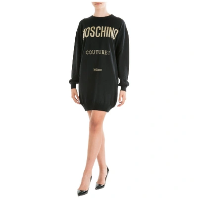 Shop Moschino Couture Print Sweatshirt Dress In Black