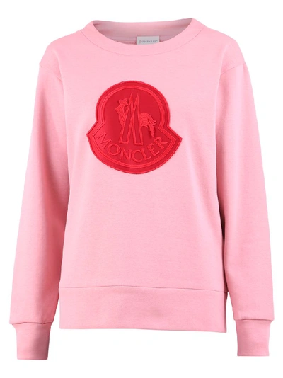 Shop Moncler Logo Patch Sweatshirt In Pink