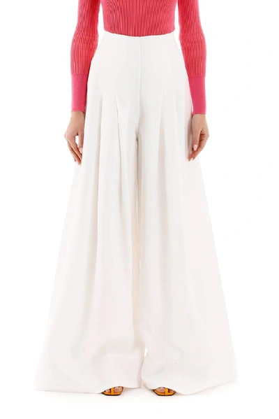 Shop Jacquemus Wide Leg Trousers In White