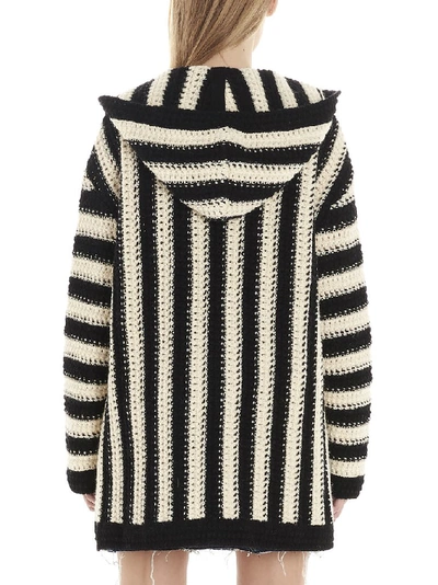 Shop Saint Laurent Striped Cardigan In Black&white