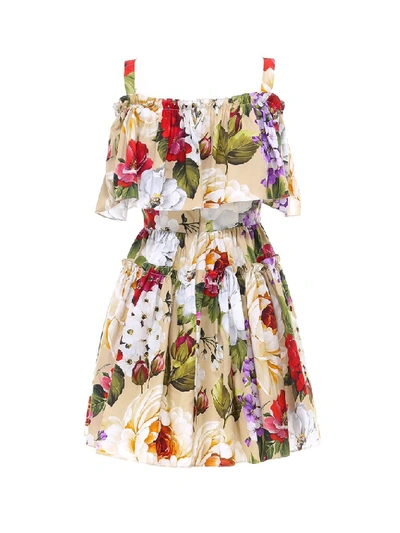 Shop Dolce & Gabbana Ruffled Floral Mini Dress In Multi