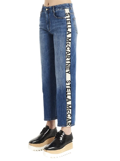 Shop Stella Mccartney Logo Tape Jeans In Blue
